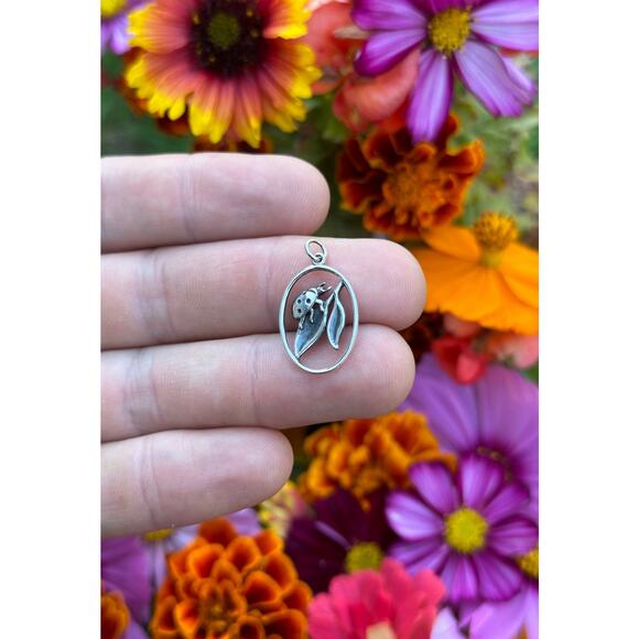 Sterling Silver Ladybug on a Leaf Charm - Picture 3 of 5